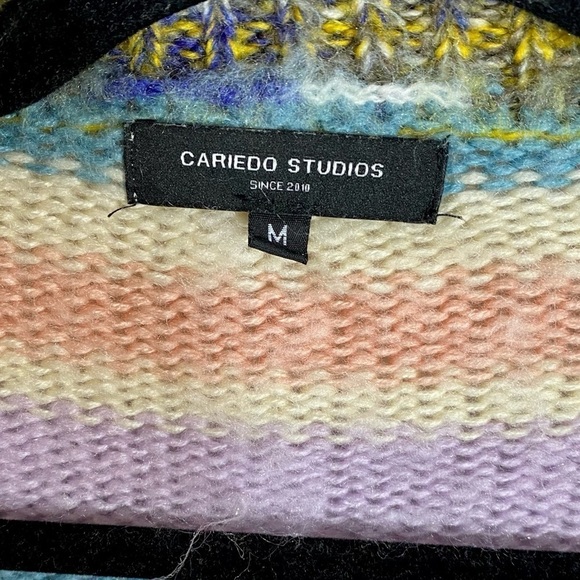 Cariedo Studios pastel striped button up fuzzy cardigan size M - Picture 4 of 7